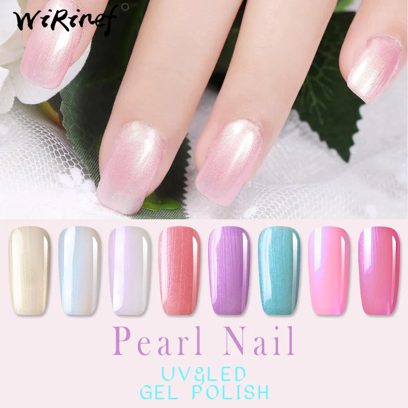 WiRinef 8 мл жемчугом Shell Gel Nail Лаки Soak Off Однотонная одежда Sea Pearl эффект Блестящий лак