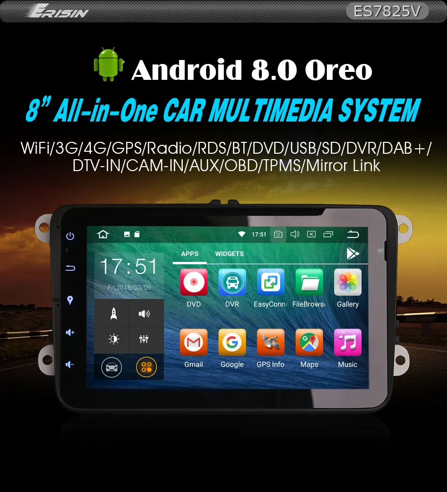 Excellent Erisin ES7825V 7" Android 8.0 Octa core 4G RAM Car DVD GPS Radio DVR DAB+ DVD For VW passat 7 Excellent Erisin ES7825V 7" Android 8.0 Octa core 4G RAM Car DVD GPS Radio DVR DAB+ DVD For VW passat 7