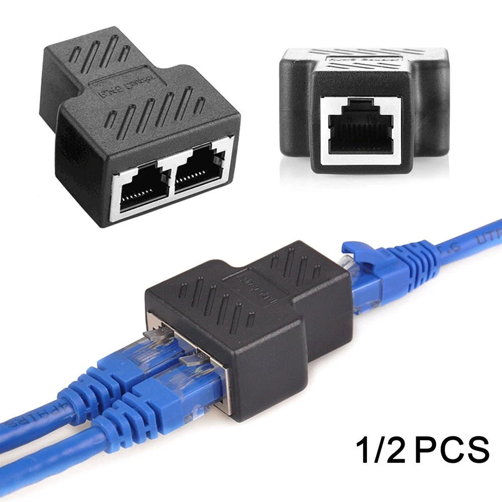 

1 To 2 Ways RJ45 Ethernet LAN Network Splitter Double Adapter Ports Coupler Connector Extender Adapter Plug Connector Adapter