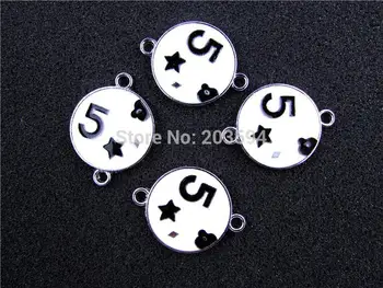 

AE405 Mix Color 100Pcs Alloy Metal Enamel Five Age Charms Pendants 33x25mm bead