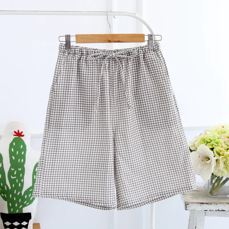 Summer Home Pajama Couples Shorts Men Sleepwear Sexy Pajamas Bottom Cotton Gauze Shorts Comfortable and Breathable Mansleepwear custom pajama pants