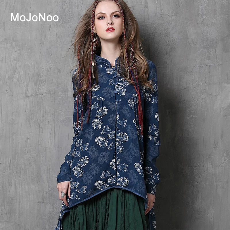 MOJONOO font b Women b font Chinese Vintage font b Blouses b font Long Sleeves 2018