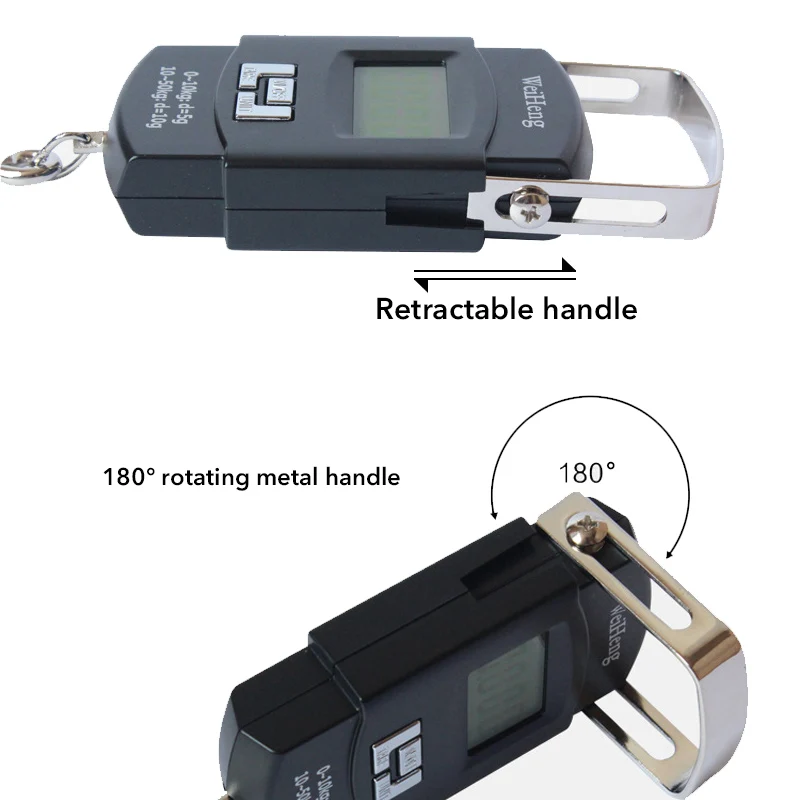 50 кг 10 г Электронные портативные цифровые весы, крючок для рыбалки, путешествий, Двойная точность, весы для багажа, весы, весы