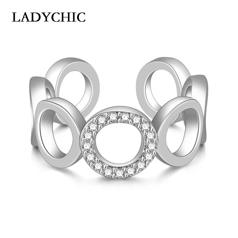 Модное женское кольцо LADYCHIC круглая подвеска цирконий кристалл розовое золото
