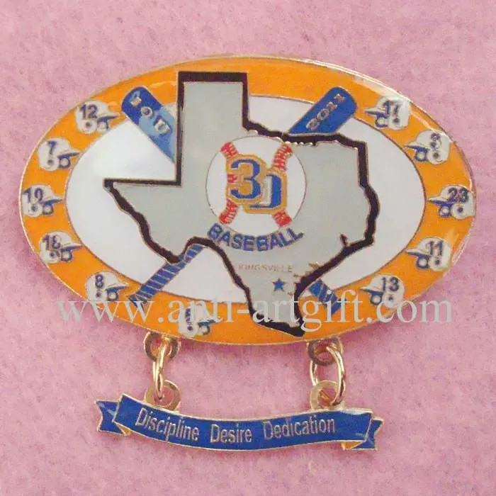 

Customized Metal Baseball lapel pins TEXASIron Metal Gold Plated