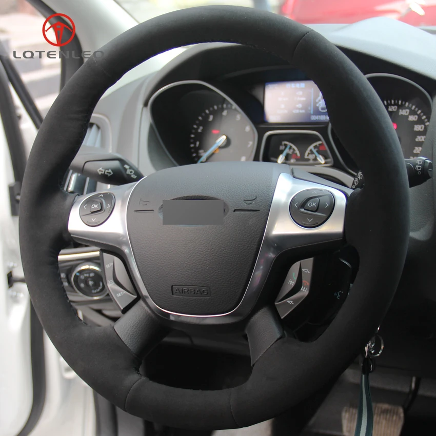 LQTENLEO черная замшевая крышка рулевого колеса для Ford Focus 3 2011- KUGA Escape 2013- C-MAX 2011- Transit 2013