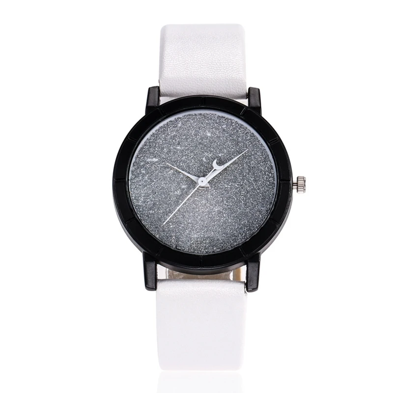 

Fashion Women Quartz Watch Moon Clock Black Case Starry Wrist Watches Relogio Feminino