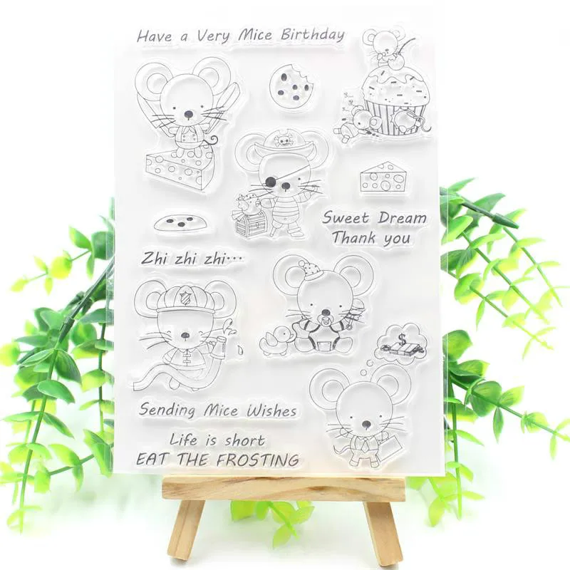 

Sending Mice Wishes Transparent Clear Silicone Stamps for DIY Scrapbooking/Card Making/Kids Fun Decoration Supply
