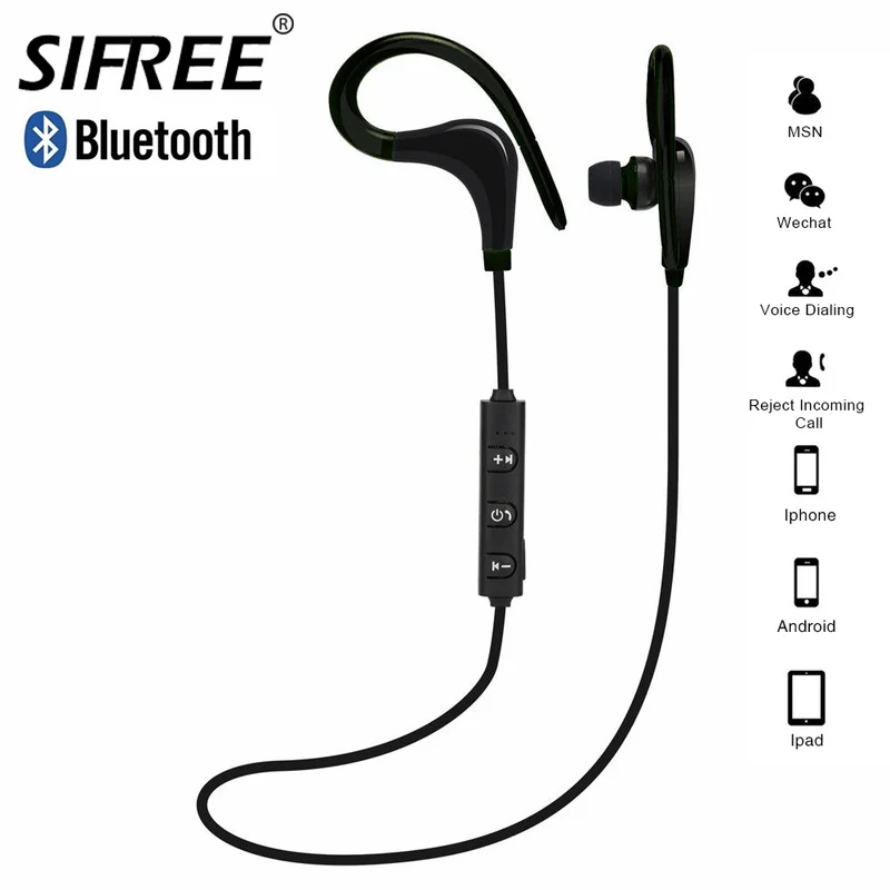 Беспроводные Bluetooth наушники с ушным крючком Спортивная гарнитура для телефона