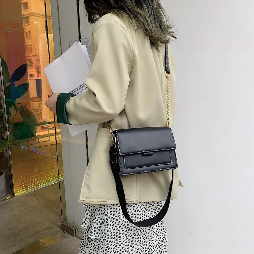 Contrast color Leather Crossbody Bags For Women 2019 Travel Handbag Fashion Simple Shoulder Messenger Bag Ladies Cross Body Bag