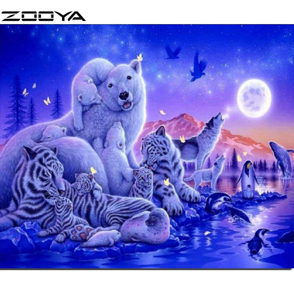 ZOOYA 5D DIY алмазная живопись парк животных волк тигр вышивка картина стразы