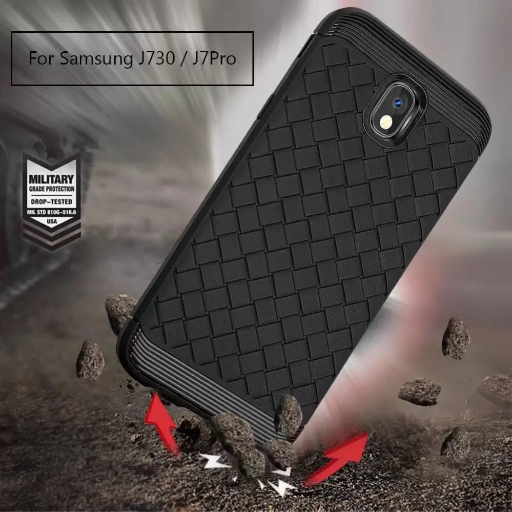 Soft Silicone Case For Samsung Galaxy J3 J5 J7 2017 EU Luxury Woven Pattern back cover for samsung J7Prime Pro J330 J530 J730 |