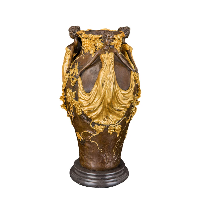 Bronze casting home decoration lady with vase statue sculpture for sale