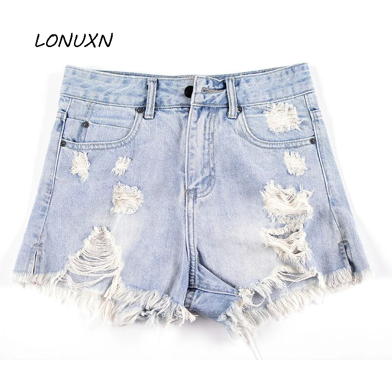 Auto Tendencia Ancha Pierna See Mujer Color Chart Corea Cortos cultivo Hole Relajado Alta Pantalones Cintura Verano Calidad De Denim Piel Chart see Shorts Luz qwRAzH4