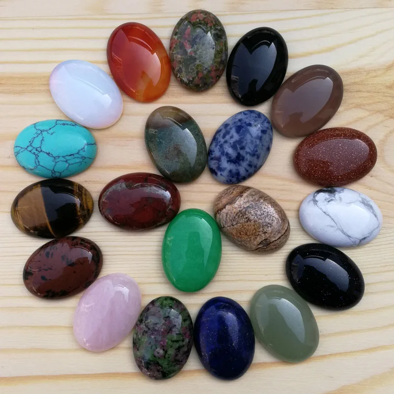 fashion Natural Stone Mixed cabochon 25x18MM Oval cab cabochon Beads ...