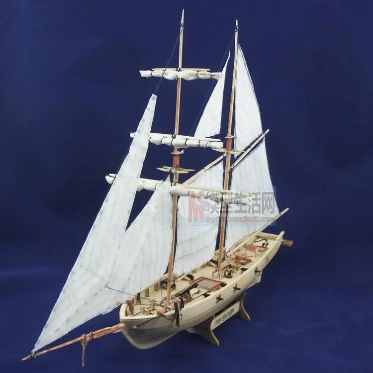 

LOVE MODEL Free shipping 1/100 Scale Wooden Sailboat Halcon1840 Model Ship + Brass updates kits