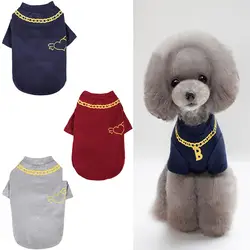 Собака одежда письмо печати хлопок футболка тельняшка собаки пальто Костюмы для небольших Товары для собак Щенок Товары для кошек Pet