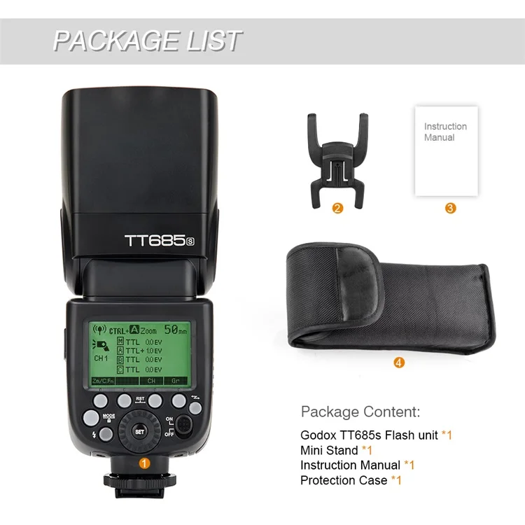 Godox TT685S GN60 ttl вспышка светильник Speedlite 230 Полная мощность Авто/Ручное Масштабирование для sony DSLR камер A77II A7RII A7R A58 A99