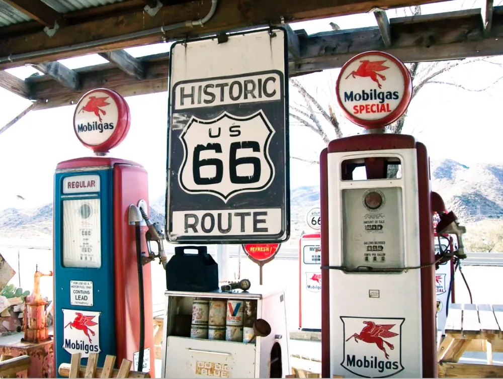 7x5FT Historic Route 66 Gas Station Custom Photo Studio Backdrop