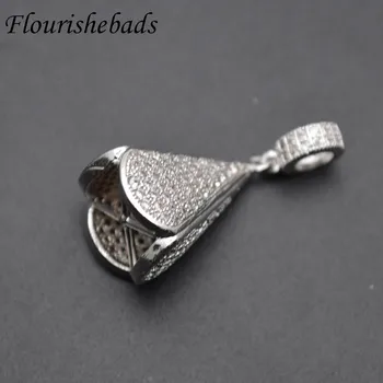 

13x30mm Paved CZ Beads Circular Cone Shape Metal Bead Caps Jewelry Findings fit Tassel Pendant Making
