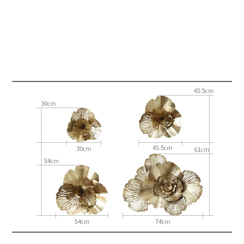 Современная кованая 3D золотая Цветочная Настенная роспись украшение для дома гостиной настенная подвесная рукоделие для отеля крыльца Настенная Наклейка украшения