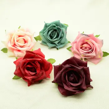 

100pcs 8CM Silk roses christmas home for decor wedding accessories fake plastic flower diy gifts box artificial flowers cheap