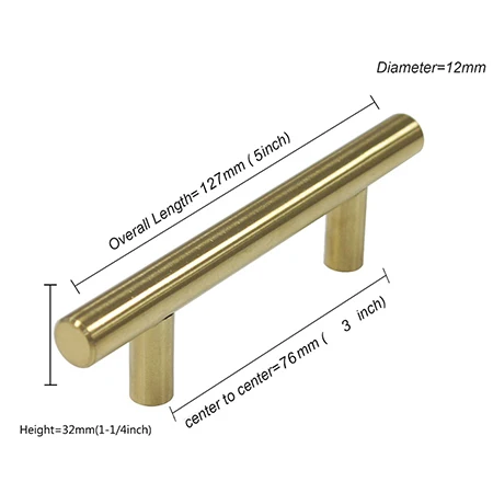 Probrico золотая для шкафа ручки мебельный ящик тянет матовый латунный ящик ручки "~ 10" кухонный ящик тянет золотого цвета для ящика ручки - Цвет: Hole Spacing 76mm