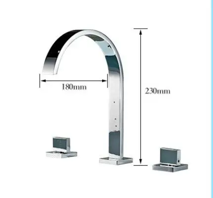 Смесители для раковины, латунь, полированный хром/золото, на бортике, квадратные смесители для раковины, 3 отверстия, двойная ручка, кран для горячей и холодной воды
