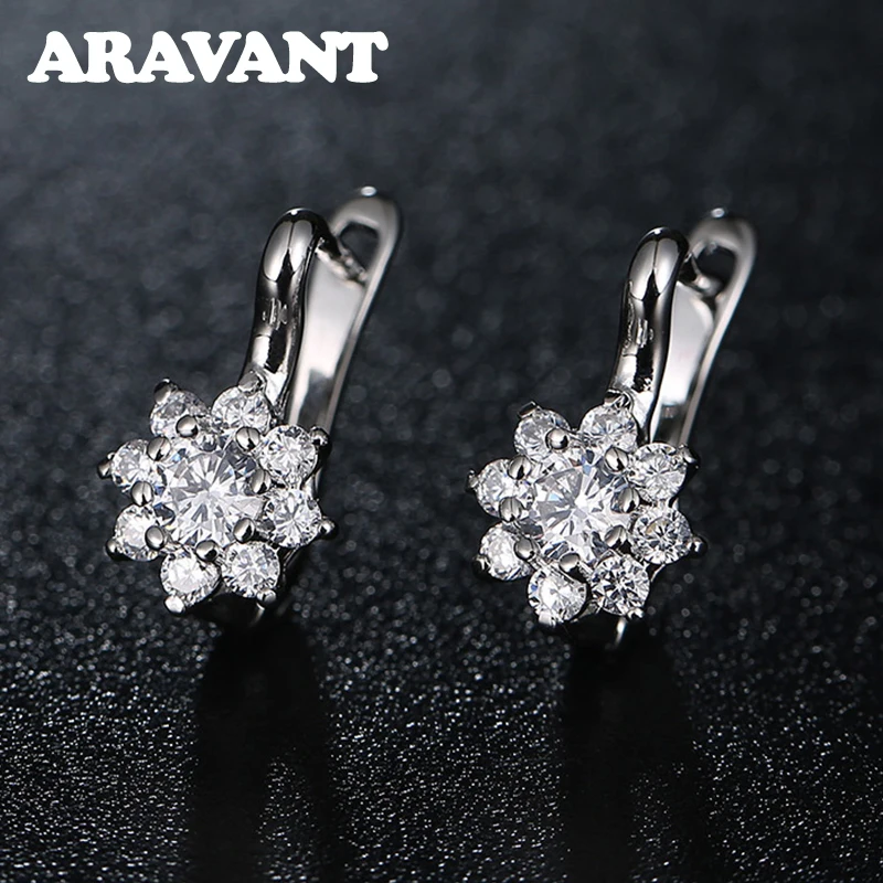 

Fashion 7 Colors AAA Clear CZ Flower Dangle Earrings For Women Jewelry Wholesale Factory Price