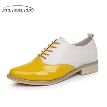 Женская обувь из коровьей кожи; большие размеры; американский размер 9,5; дизайнерские винтажные туфли на плоской подошве; цвет синий, коричневый; ручная работа; ; женские туфли-оксфорды на меху