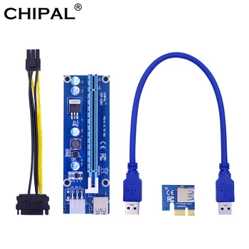 

CHIPAL 10PCS VER006C 30CM Express Riser Card PCIE 1X to 16X Extender + USB 3.0 Cable 15Pin to 6Pin Power Cord for BTC LTC Miner