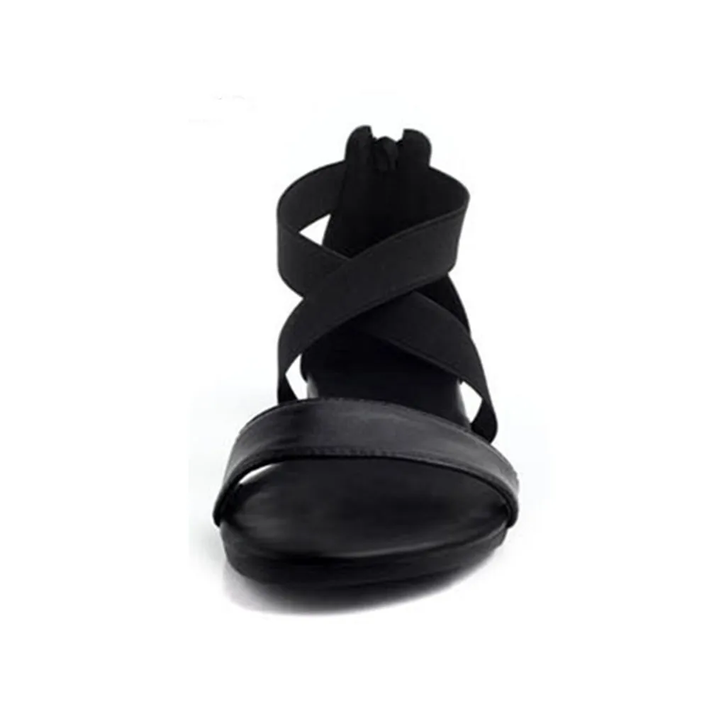 Женские летние модные повседневные сандалии из черной кожи на низком квадратном каблуке с металлическим украшением на квадратном каблуке; 27 мая