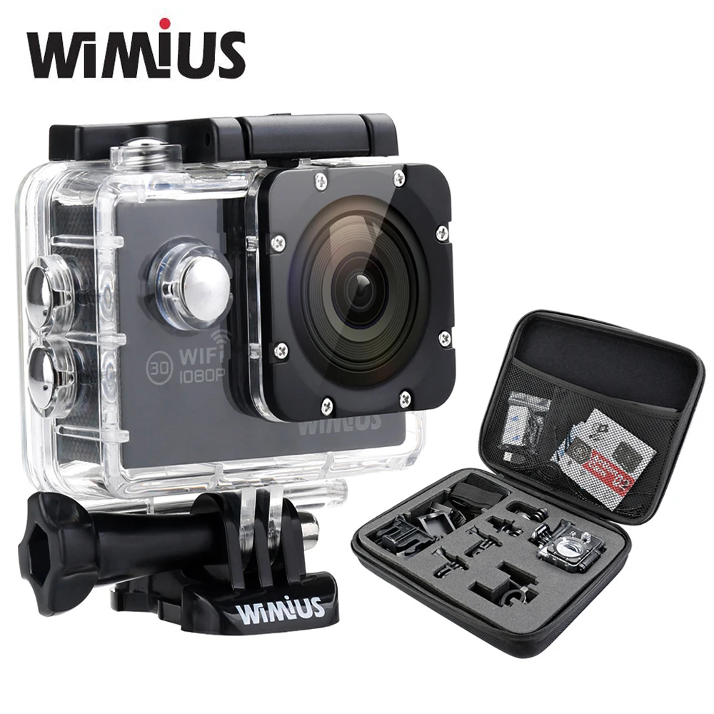 

Wimius 1080p Action Sports Camera 2.0"LCD WiFi Full HD 12MP Mini Video Helmet DV Go Waterproof + Protective Bag Pro +2 Batteries