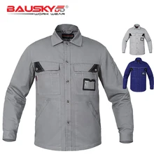 Bauskydd мужские рабочие рубашки из полиэстера и хлопка с длинным рукавом, Мужская рабочая одежда, Рабочая форма, рубашки