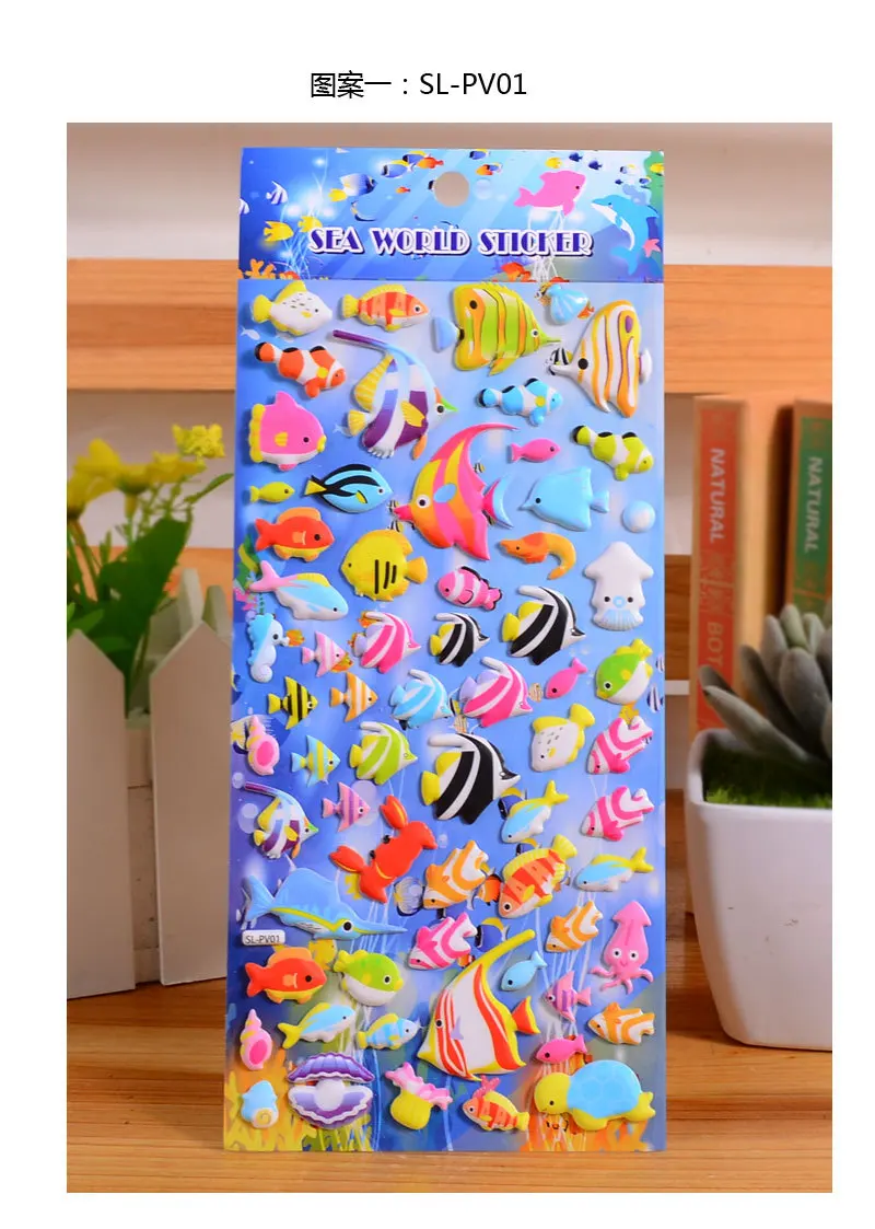 3D мультфильм дельфин рыба ПВХ пузырь Пуффи стикеры s Дети Классические игрушки школьный учитель награда морской мир декоративные наклейки DIY