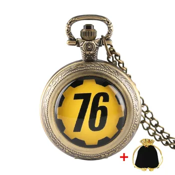 

FALLOUT 4 FALLOUT 76 Vault 111 Theme Quartz Pocket Watch Bronze Necklace Chain Clock Pendant With White Dial For Children Gifts