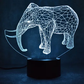 

wholesale Elephant 3d Night Light Smart Home Usb Power Supply Atmosphere Child Toy Kids Lamp Lovely 7 color change 3D Lamp
