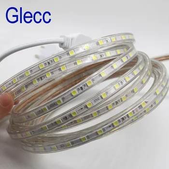 

Waterproof SMD5050 led tape AC220V flexible led strip 60 leds/Meter outdoor garden lighting with EU plug