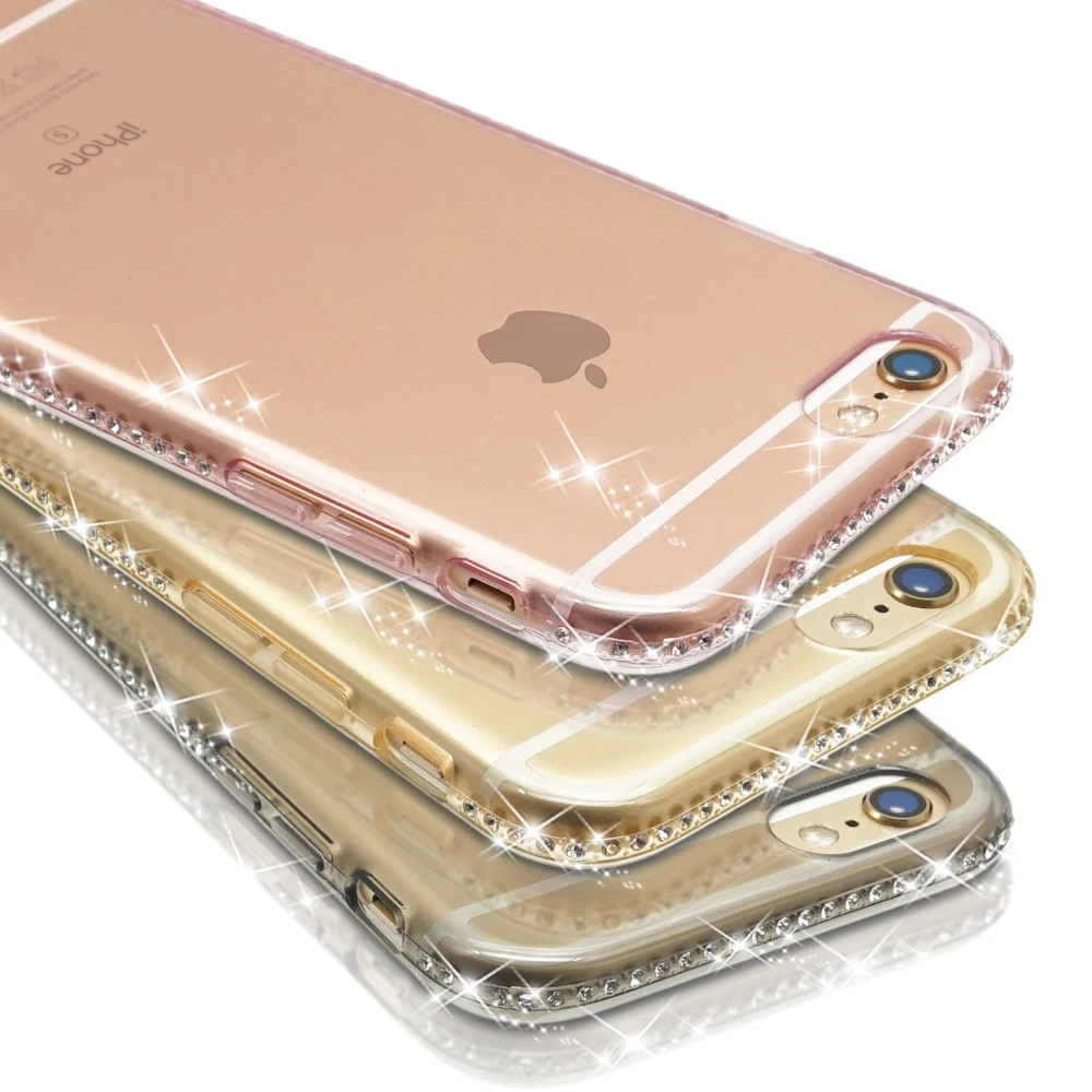 for iphone 7 Plus Case Silicone Transparent Clear Cases for iphone 7 6S 6 S Plus 5 5s se Soft TPU Cover Rhinestone Accessories (11)