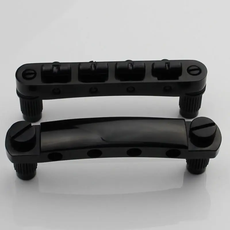 1set Black Heavy Duty 4 string Bass Guitar Tailpiece Bridge with 2