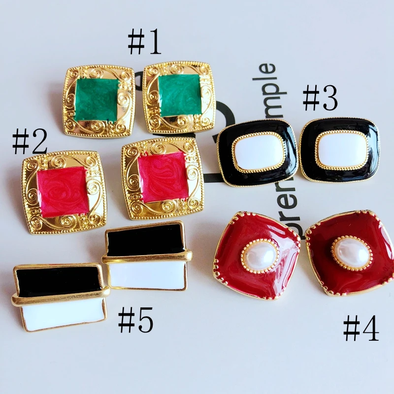 

Free Shipping New Sweet Fahion Cute Enamel Mixed Color Geometric Alloy Clip Elegant Earring