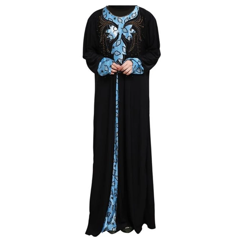 

2017 Muslim Black Abaya Islamic Clothing For Women Fashion Plus Size Rhinestone Dubai Kaftan Robe Dress Turkish Abaya D265
