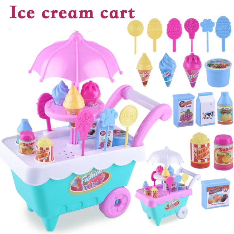 

16 Pieces Simulation Shopping Cart Ice Cream Trolley Candy Toys For Children Girls DIY Supermarket Trolley Pretend Play