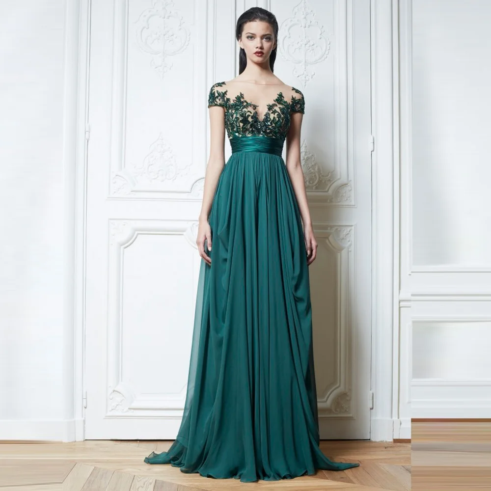 Green 2017 Short Sleeve Liques A Line Long Evening Dresses 2017 Short Sleeve Liques A Line Long Evening Dresses Gowns Zuhair Murad Dress Zm001 In From Weddings Events On Aliexpress Alibaba