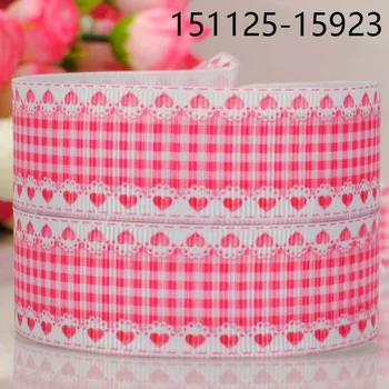 

free shipping 50yards 7/8 " 22 mm pink heart pattern Valentine prints grosgrain ribbon tape