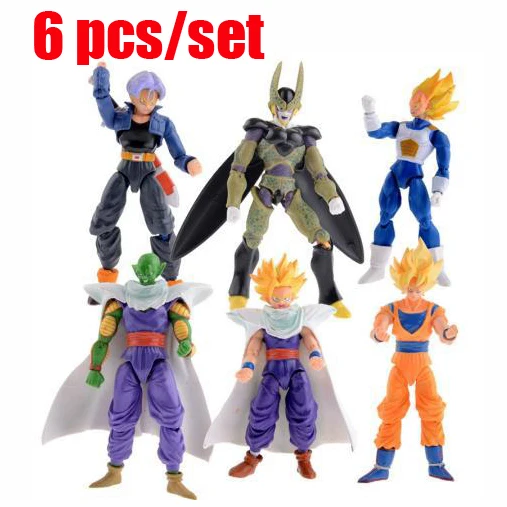 

6pcs/lot 15cm Dragon Ball DBZ Anime Goku Vegeta Piccolo Gohan super saiyan Joint Movable dragon ball z action figures Toy