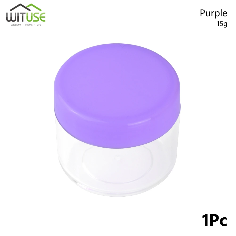 Косметики баночка Ланч-бокс для макияжа кремовый многоразовый флакон для хранения горшок контейнер на круглые бутылки с точечной фиксацией Портативный Пластик прозрачный чехол 10, 15 г, 20 г - Цвет: 15g Purple