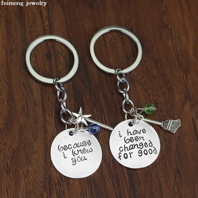 Wicked Musical Because I Knew You I have been Changed Letter Pendent Alloy Keychain Key Chain Gift for Lover Friends Wholesale Wicked Musical Because I Knew You I have been Changed Letter Pendent Alloy Keychain Key Chain Gift for Lover Friends Wholesale