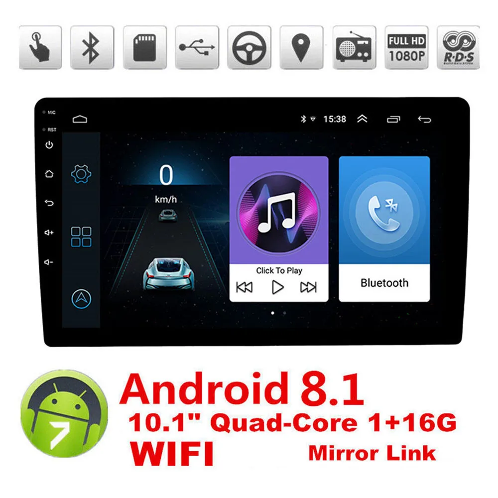 

10.1'' Quad Core Car Radio Video MP5 Player 2DIN Android 8.1 Car Stereo Multimedia Player Bluetooth WIFI GPS Navigation