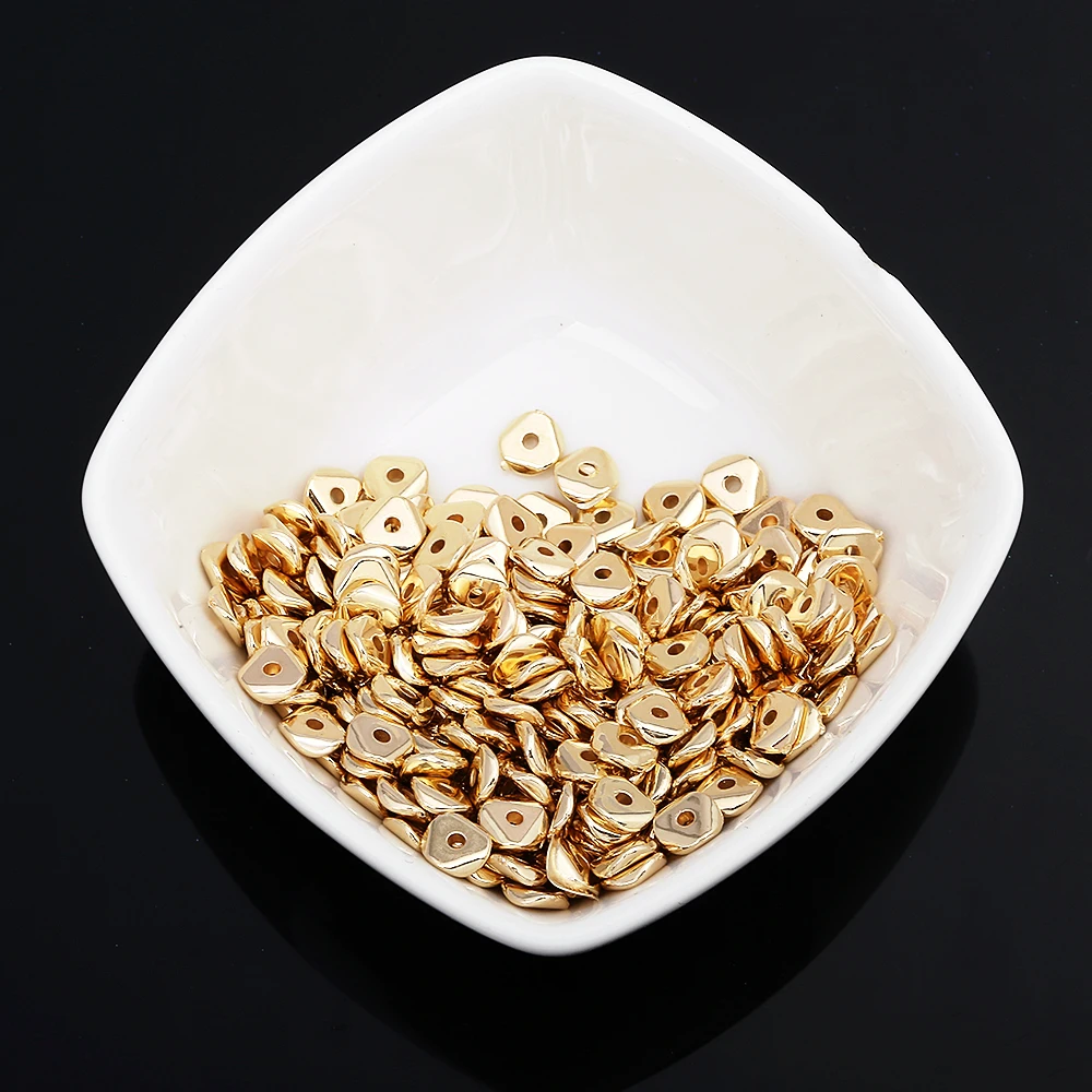 600 pcs/lot Plating Gold Flat Round Beads Plastic Gold Beads Loose